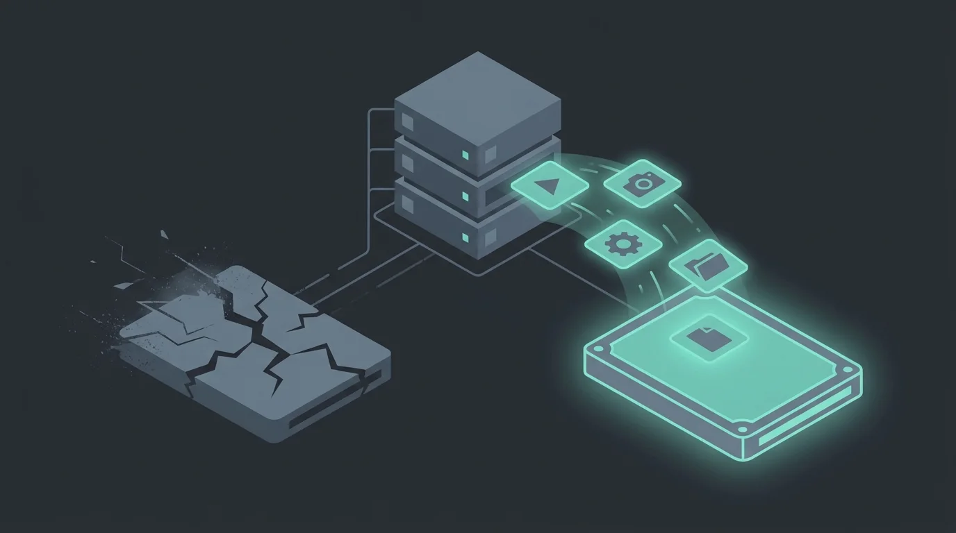 A saved copy restoring apps to replacement storage