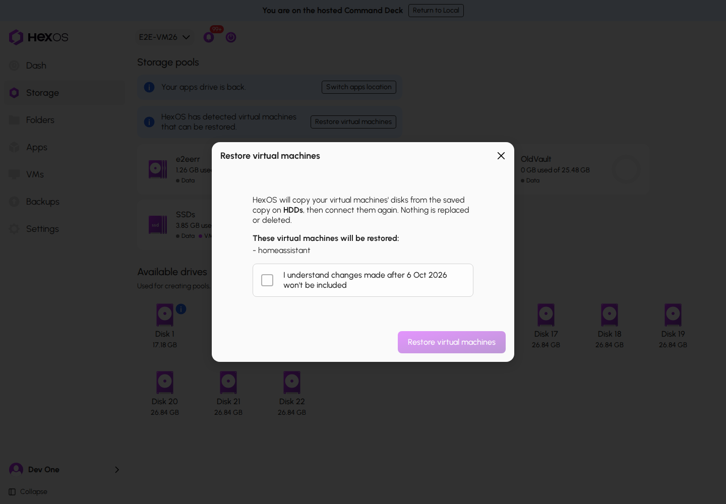 Restore virtual machines