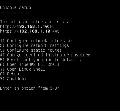 Enlarge image Console Setup Screen