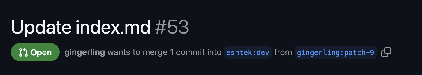Branch selector showing dev branch