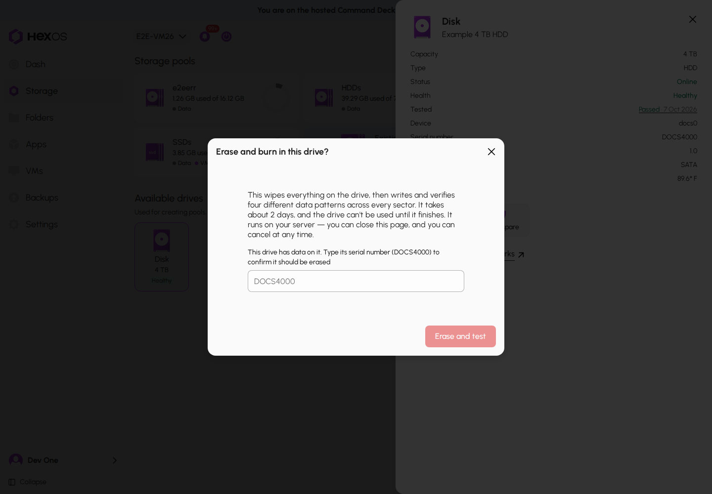 Burn-in erase confirmation