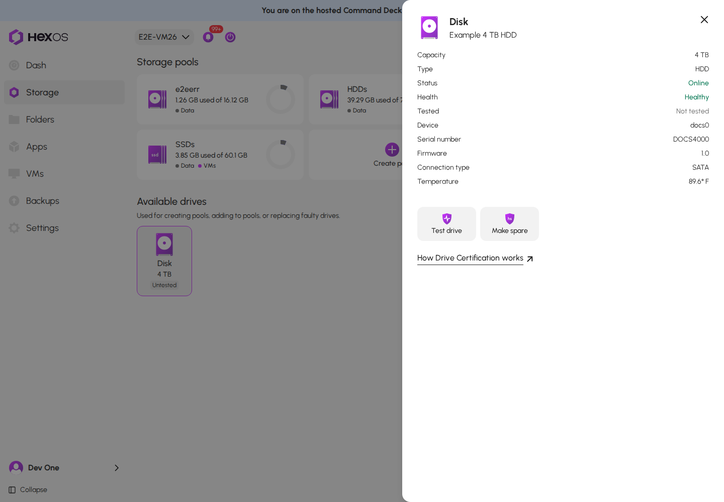 Drive details with the Test drive button