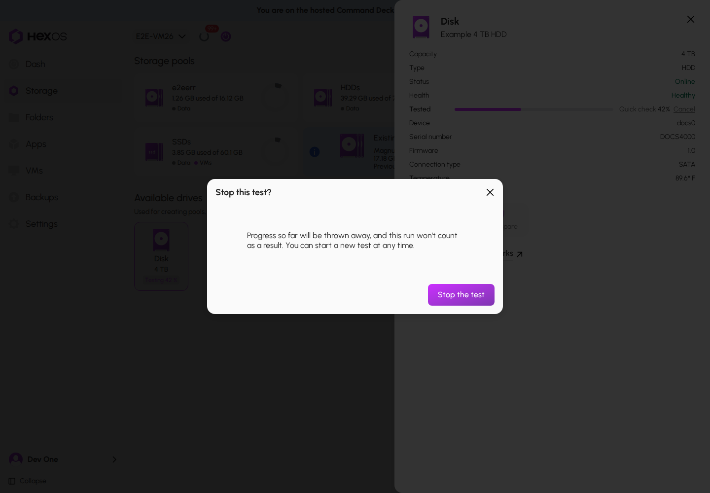 Confirmation before stopping a drive test