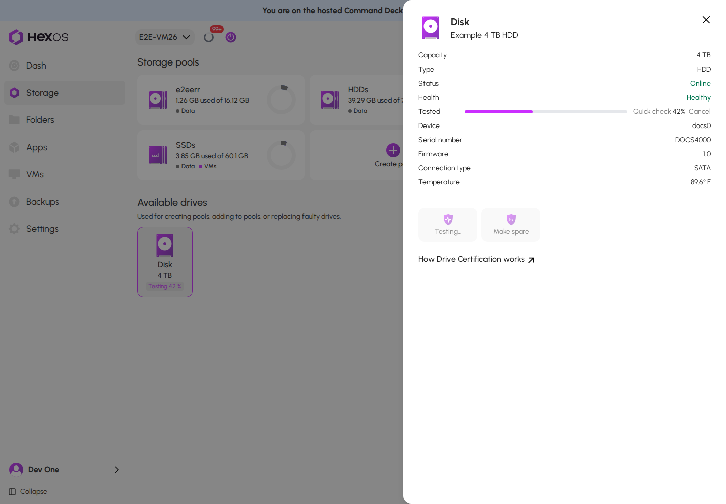 A quick check running on a drive